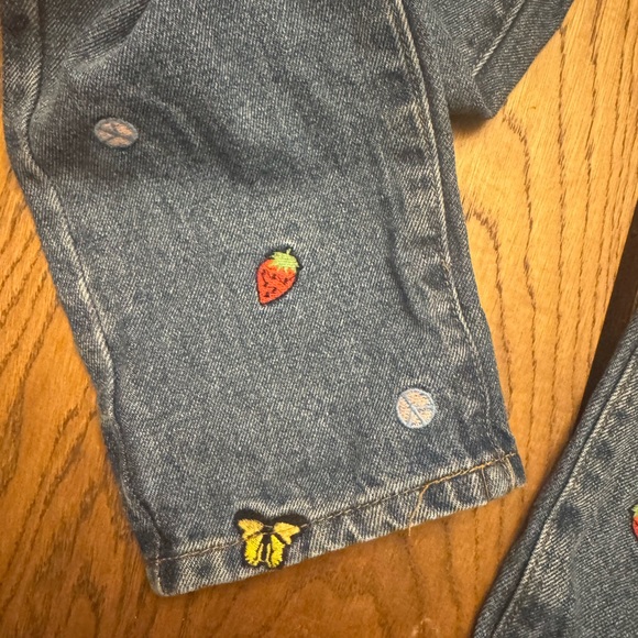 BP Straight Leg Jeans‎ Blue Playful Embroidery butterfly rainbow 90s Y2K Grunge - Picture 3 of 9